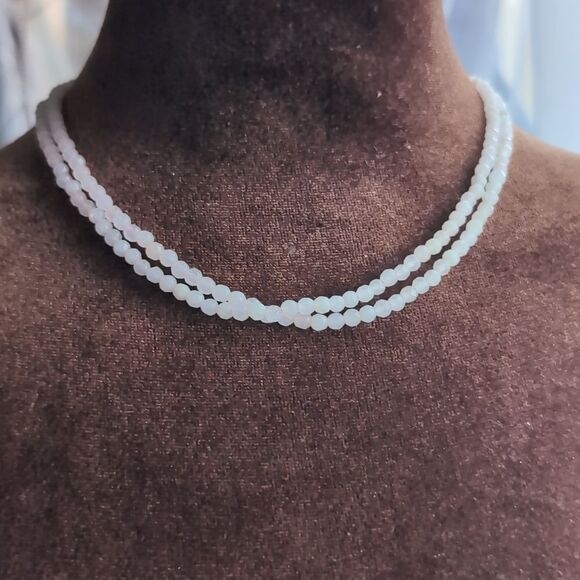 Genuine Roze quartz heavy multi strand necklace and silver pendant 2 x 1.5." - Picture 6 of 6